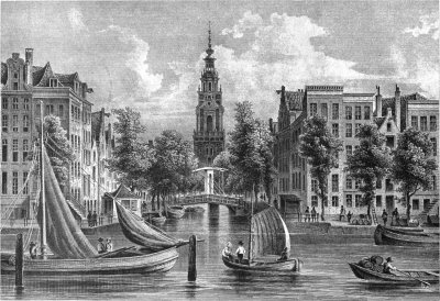 Amsterdam - Gezigt van den Amstel op de Zuiderkerk